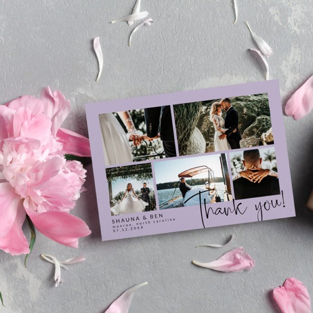 Dusty Purple Mariage Photo Collage Merci (Créateur téléchargé)