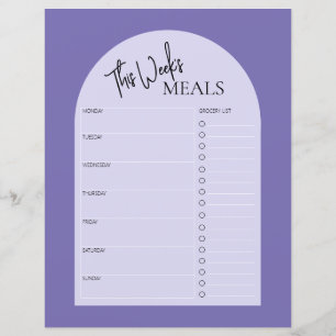 Dusty Purple Texte Minimal Planificateur de repas