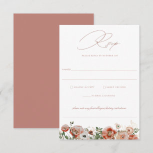 Dusty Rose Automne Floral Wedding Carte RSVP