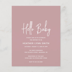 Dusty Rose Budget Bonjour Baby shower Invitation