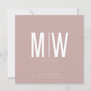 Dusty Rose Carré Monogramme Mariage Enregistrer la