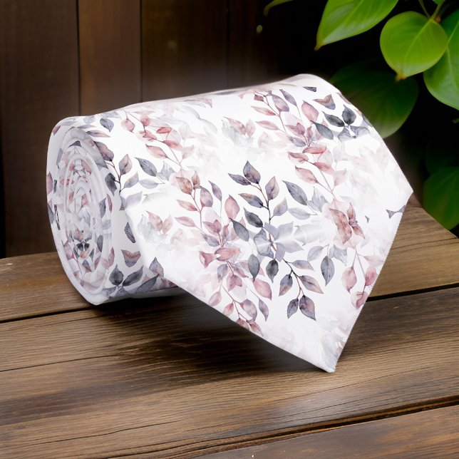 Dusty Rose Charcoal Grey Watercolor Cravate botani (Créateur téléchargé)