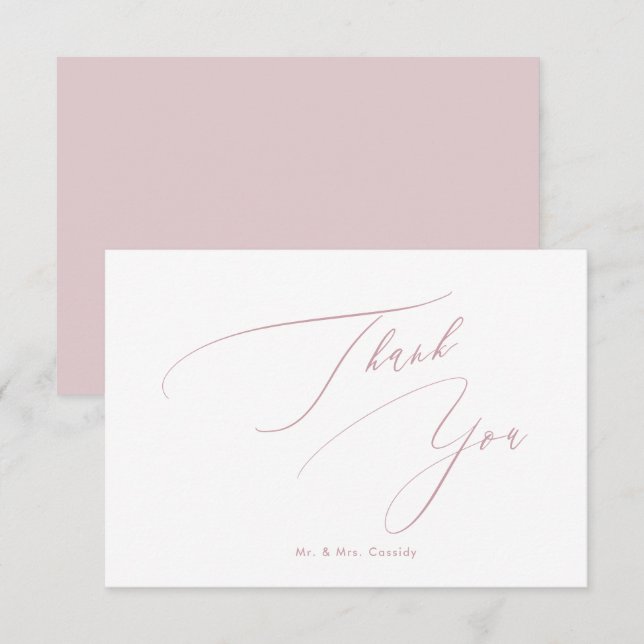 Dusty Rose couleurs DIY Luxe Script Merci (Devant / Derrière)