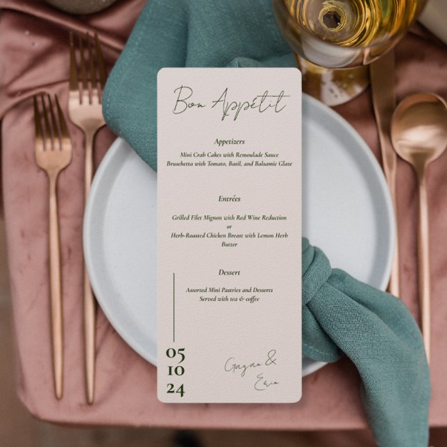 Dusty Rose et bleu Love Letter menu Mariage (Créateur téléchargé)