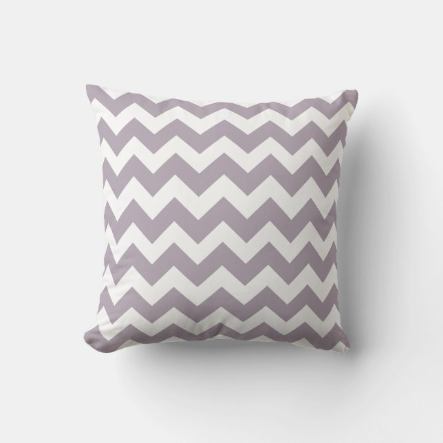 Dusty Rose et White Chevron Zig Zag Coussin (Recto)