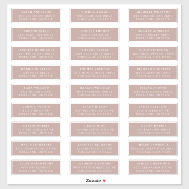 Dusty Rose | Étiquettes de adresse individuels (Feuille)