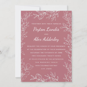 Dusty Rose Faire-part de mariage botanique