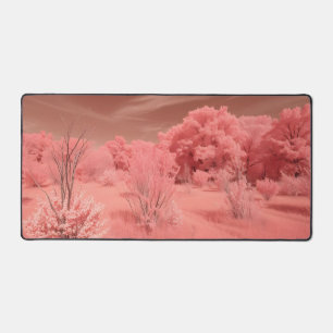 "Dusty Rose Fall Leaves Desk Mat - Minimal Soft Au