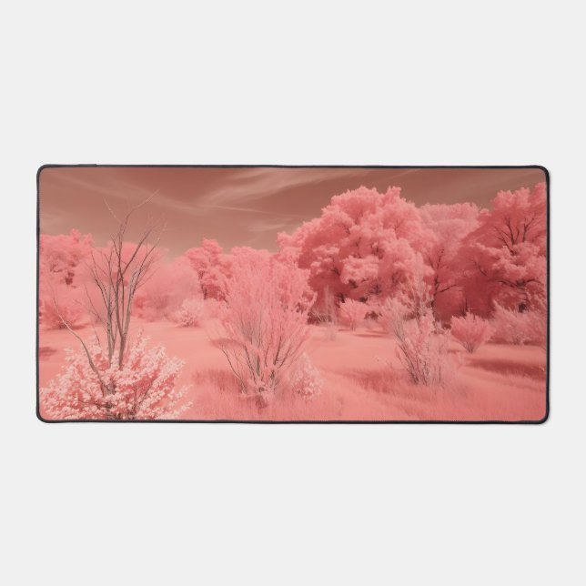 "Dusty Rose Fall Leaves Desk Mat - Minimal Soft Au (Recto)