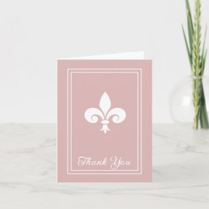 Dusty Rose Fleur de Lis Carte de remerciements