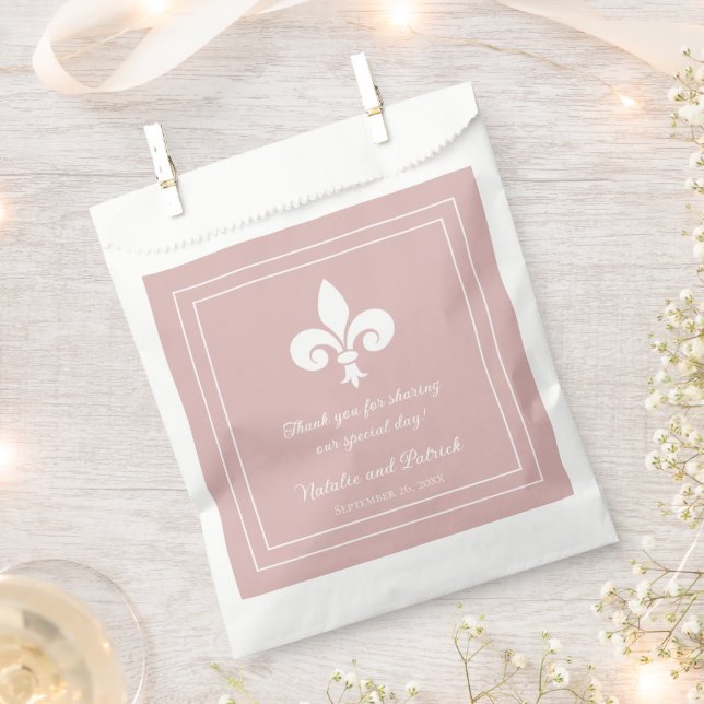 Dusty Rose Fleur de Lis Mariage Favor Sacs (Coupé)