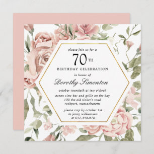 Dusty Rose Floral 70e anniversaire Invitation
