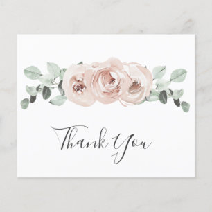 Dusty Rose Floral Budget Mariage Carte de remercie