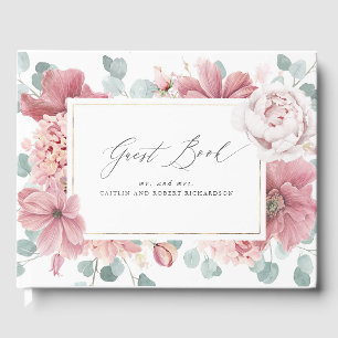 Dusty Rose Floral Élégant Mariage Livre d'invités