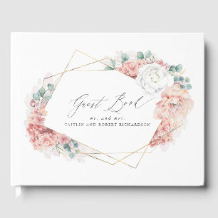 Dusty Rose Floral Elegant Peach Mariage livre d'hô