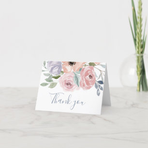 Dusty Rose Florals Mariage Carte de remerciements