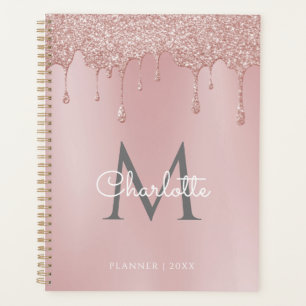 Dusty Rose Glitter Drips Monogramme Script 2023