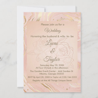 Dusty Rose & Gold Faire-part de mariage