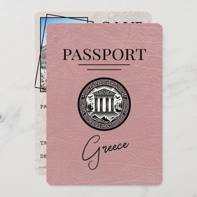 Dusty Rose Grèce Passeport Enregistrer la carte Da (Devant / Derrière)