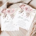 Dusty Rose Ivory Floral Budget Fête des mariées<br><div class="desc">Invitation de douche nuptiale à budget floral Rose poussiéreux</div>
