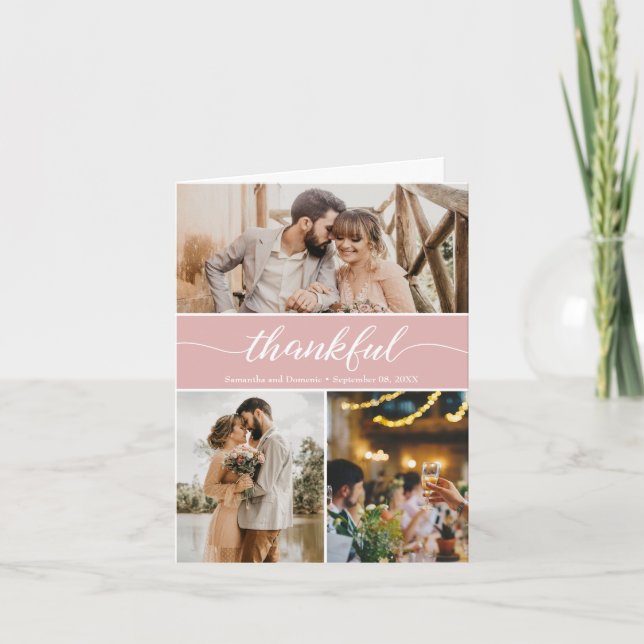 Dusty rose Merci Mariage photo Collage (Devant)