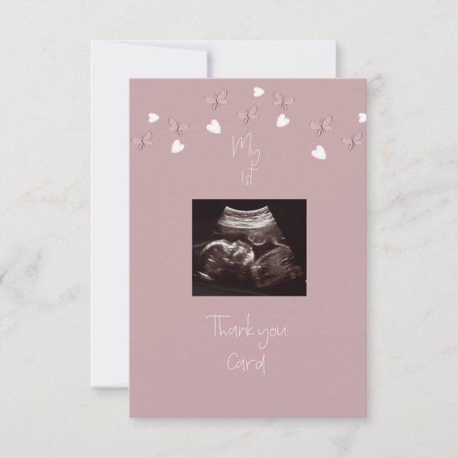 Dusty Rose Mon 1er Carte de remerciements Drôle (Devant)