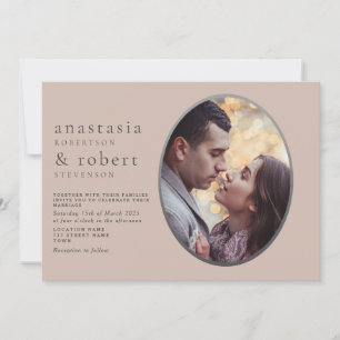 Dusty rose Oval Photo Faire-part de mariage