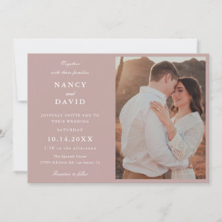 Dusty Rose Photo Wedding Invitation