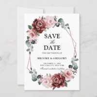 Dusty rose Rose géométrique Enregistrer la date
