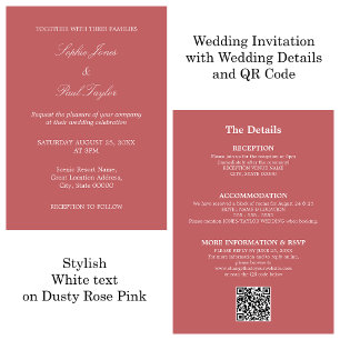 Dusty Rose rose Mariage QR Code RSVP Invitation