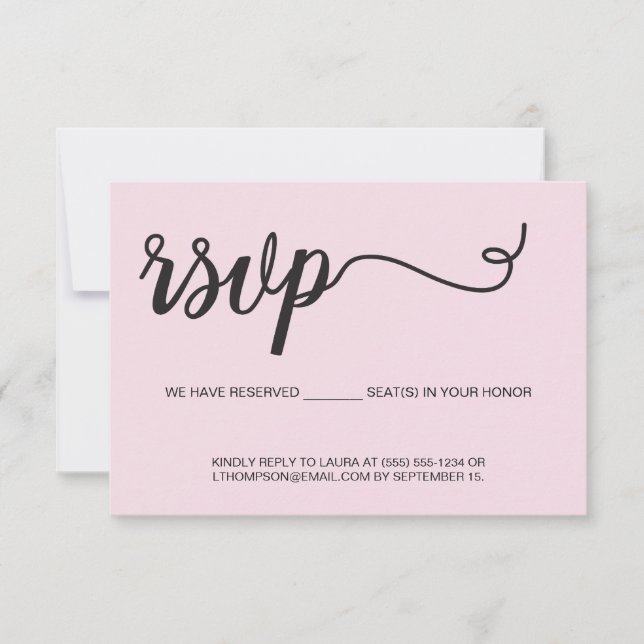 Dusty Rose rose RSVP Réservé mariage de siège (Devant)