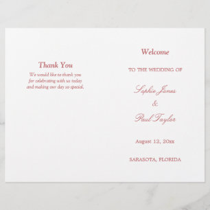 Dusty Rose rose Script Bi-Fold Wedding Programme
