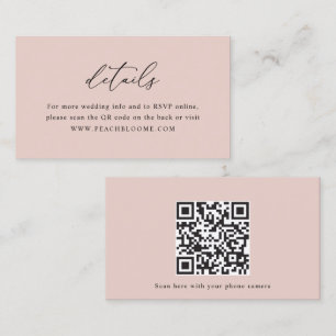 Dusty Rose Site Web Mariage QR Code Détails Carte
