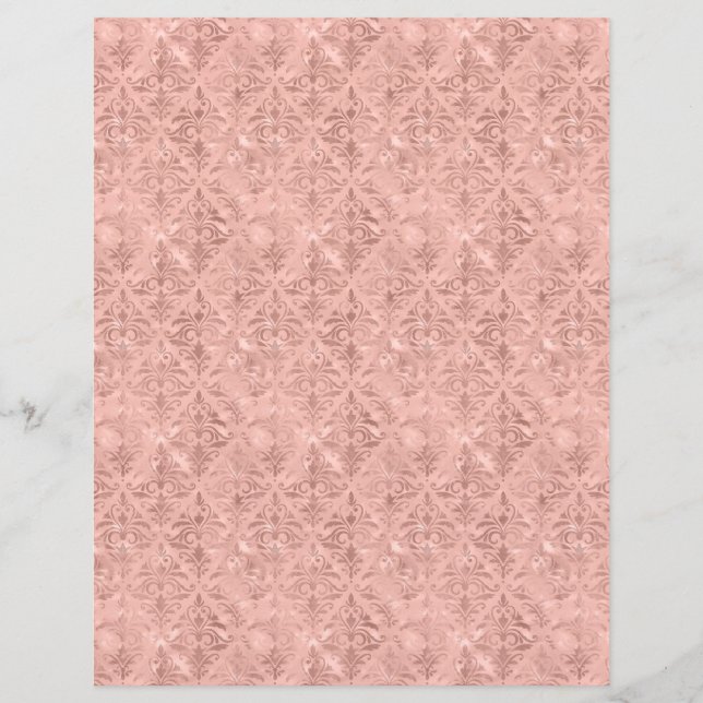 Dusty rose victorien style Damask papier de scrapb (Devant)
