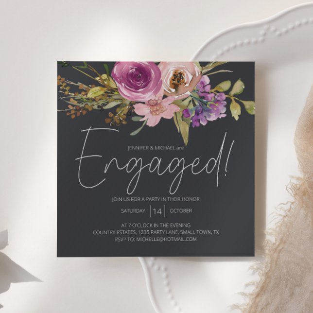 Dusty rose violet Floral Charcoal Party (Créateur téléchargé)