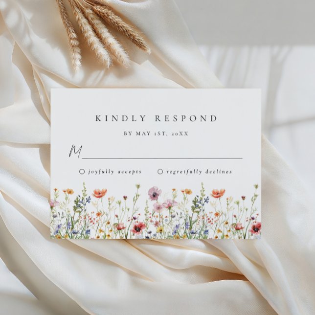 Dusty Rose Wildflower Wedding RSVP Card (Créateur téléchargé)