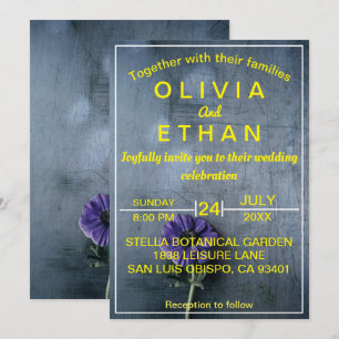 Dusty rustique or élégant Mariage Invitation
