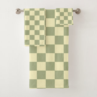 Dusty Sage Green and Butter Yellow Checkerboard