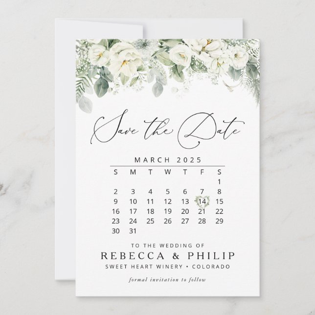 Dusty Sage Green Flat Enregistrer La Carte Date (Devant)