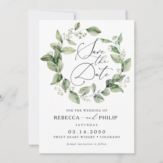 Dusty Sage Green Wedding Enregistrer La Carte Date (Devant)
