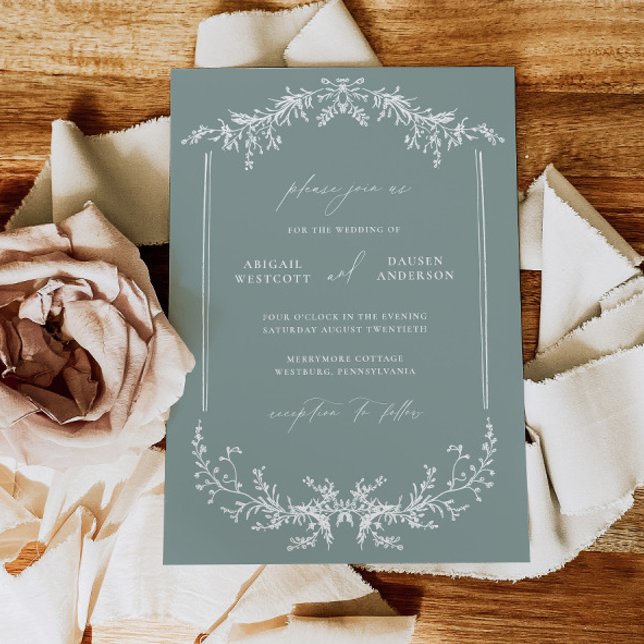 Dusty Sage Wedding Invitation Announcement Card (Créateur téléchargé)