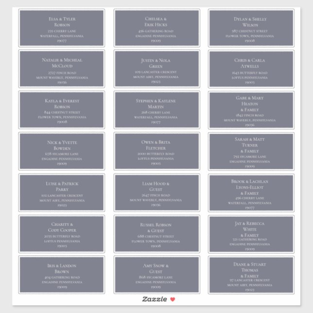 Dusty violet et beige Police Étiquette de adresse (Feuille)