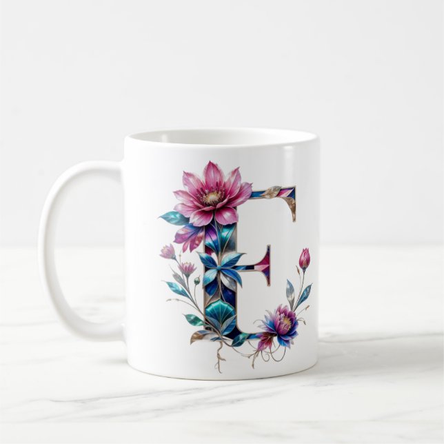 E Café Mug - Design floral pour le don (Gauche)