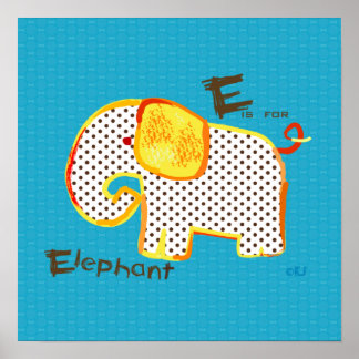 'E est pour l'éléphant ' impression de peinture nu