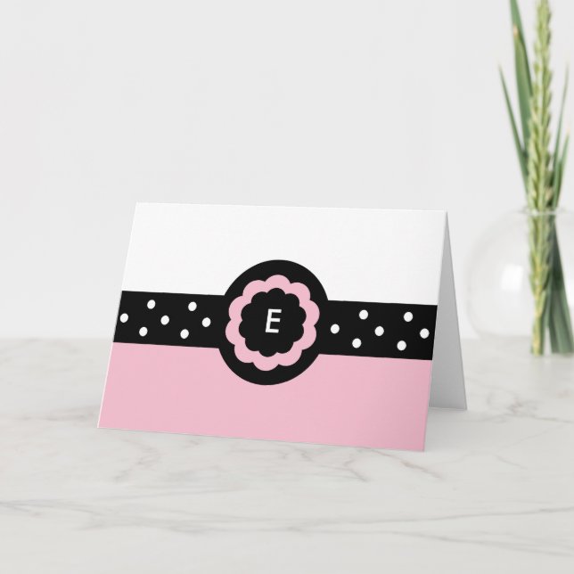E :: Monogramme E Pink & White Card (Devant)
