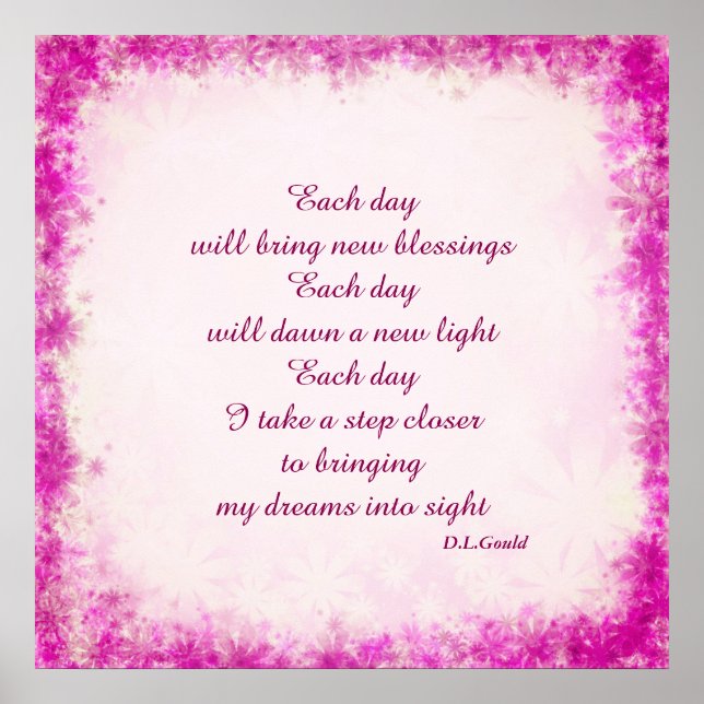 'Each day' poem art poster (Devant)