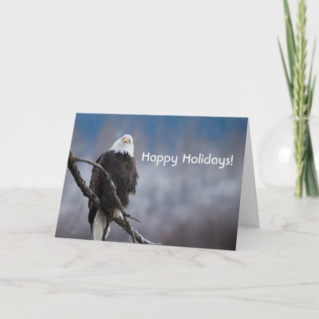 Eagle chauve dans une carte de vacances d'arbre (Devant)