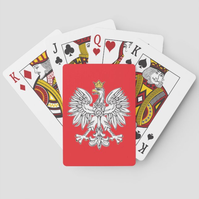 Eagle polonais avec des cartes de jeu de couronne (dos)