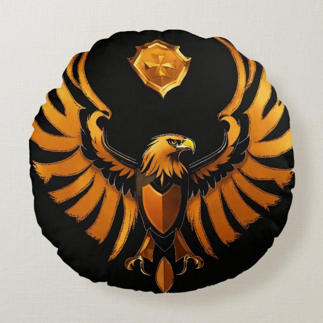"Eagle Soar : Coussin rond avec impression majestu (Devant)