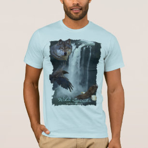 Eagle, Wolf, Corbeau & Chutes Nature Scène T-Shirt